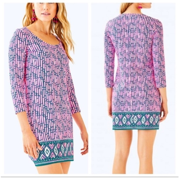 Lilly Pulitzer Beacon Dress Madevilla‎ Pink Slathouse stripe pink and blu… - Picture 1 of 5